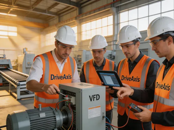 DriveAxis engineering team performing on-site commissioning